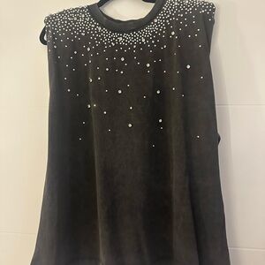 Zara Black Pearl-Embellished Sweatshirt